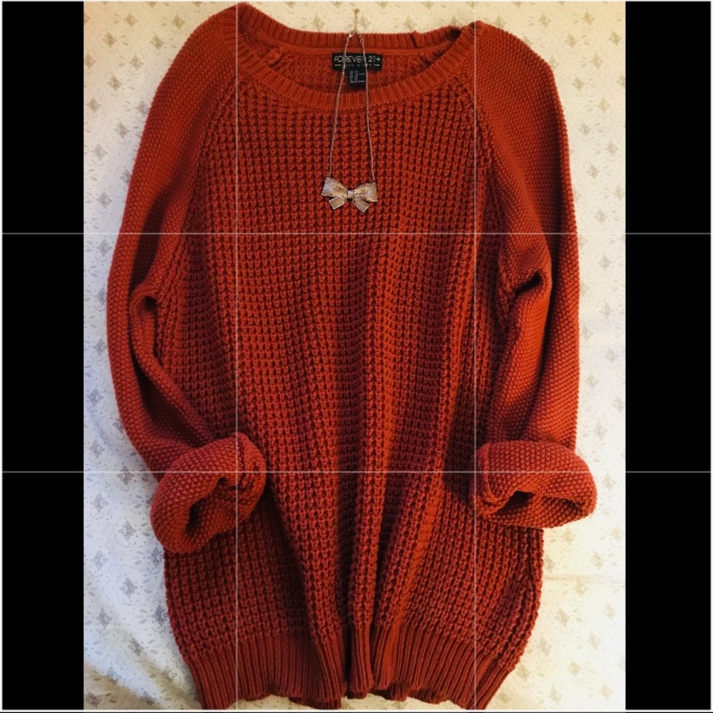 Pumpkin colored fall knit sweater